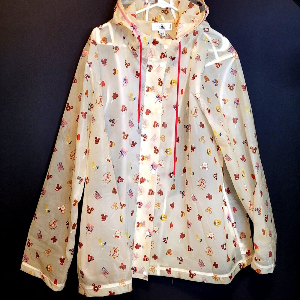 Disneyland Rain Jacket Adult XXXL Parks Food Snacks Zip Up Hood Drawstring 3X